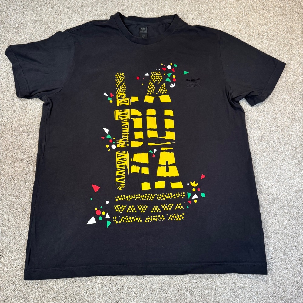 Adidas Originals Laduma Goal Graphic T-Shirt Mens XL Black Organic Cotton Tee